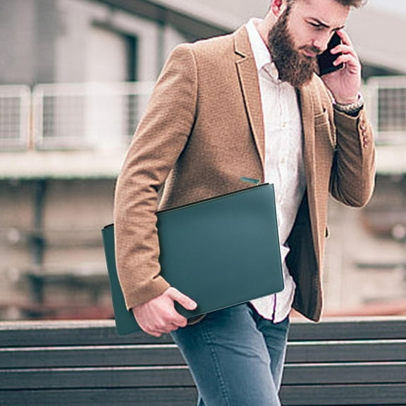 HomeKingdee Professional Leather Document Folder - High-End Waterproof Briefcase for Office Meetings Travel Business Essentials Storage