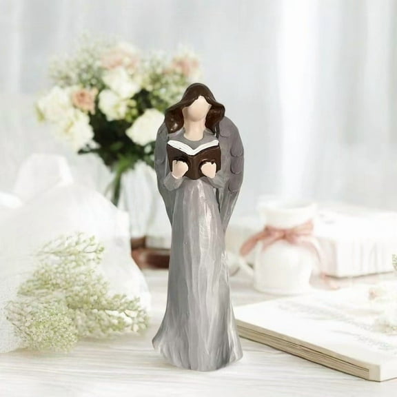 HomeKingdee Reading Book Angle Statue Resin Healing Angel Figurine Home Office Desk Decor Memorial Gifts