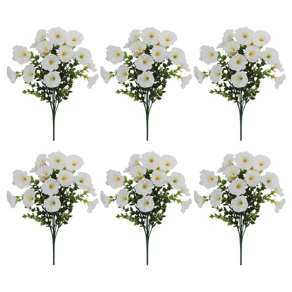 HomeKingdee Realistic Artificial Morning Glory Flowers 6PC-Weather-Resistant Plastic Outdoor Decor for Patio Garden Arrangements