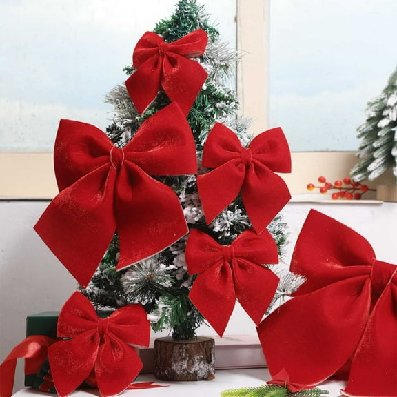 HomeKingdee Red Christmas Bows Large Velvet Bow for Wreaths, Tree, Outside Decorating, Outdoor
