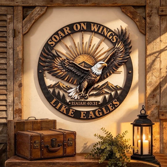 HomeKingdee Religious Wall Decor Bible Verse Metal Eagle Pendant