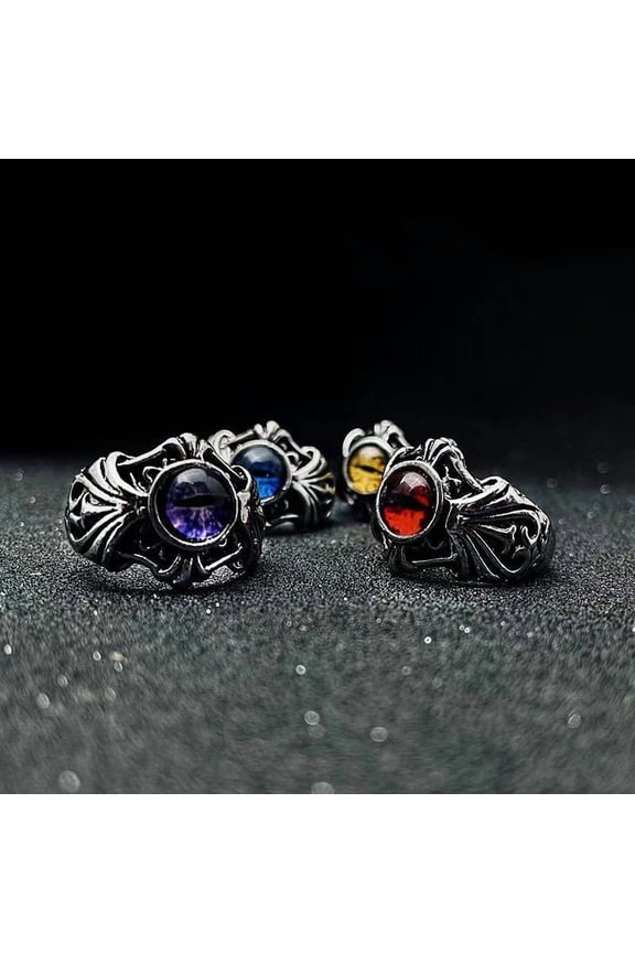 Ring, Men'S Ring, Punk Style, Devil's Eye, Adjustable Opening, Zinc Alloy Material