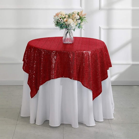 HomeKingdee Round Sequin Tablecloth - 40-Inch Sparkling Polyester Cover for Wedding/Birthday/Christmas Decor