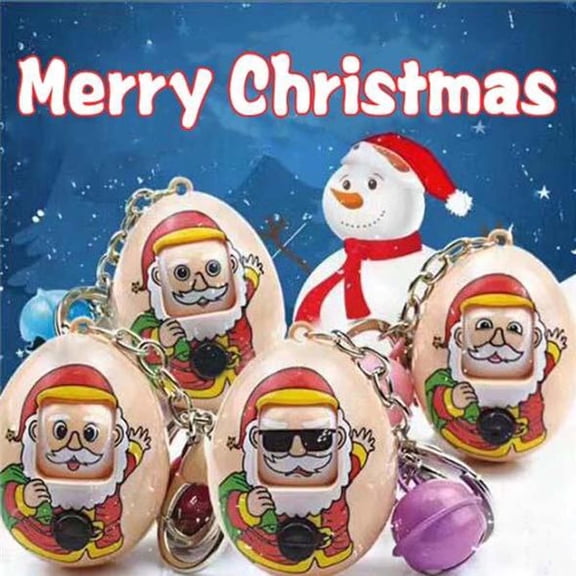 HomeKingdee Santa Claus Expression Eggs Keychains - Change Face Guessing Christmas Pendant for Christmas Tree Decorations Xmas Holiday Gift