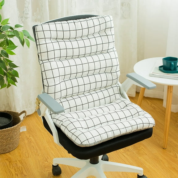 HomeKingdee Seat Cushion with Backrest Cushion - Thickened Polyester Chair Pad for Office, Dining, and Computer Chairs, Home Decor (17.7x33.5 Inch, Black/White/Gray/Green)