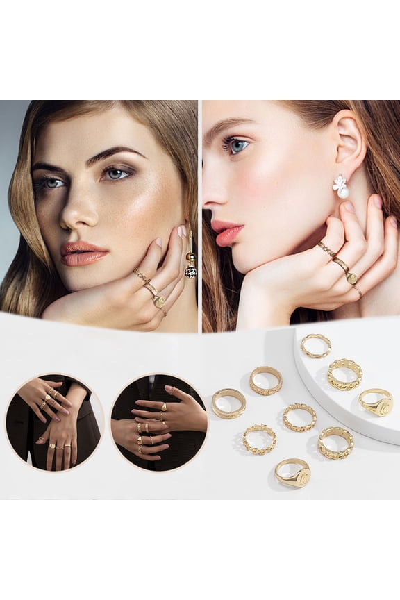 Set of Fashion Snake Ladies Knuckle Stacking Rings - Bohemian Vintage Stackable Finger Rings for Women as Jewelry Accessories and Gift Ideas