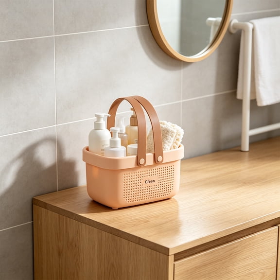 HomeKingdee Shower Caddy Basket With Carry Handle Perforated Bath Storage Basket For Bathroom Toiletries Bath Basket