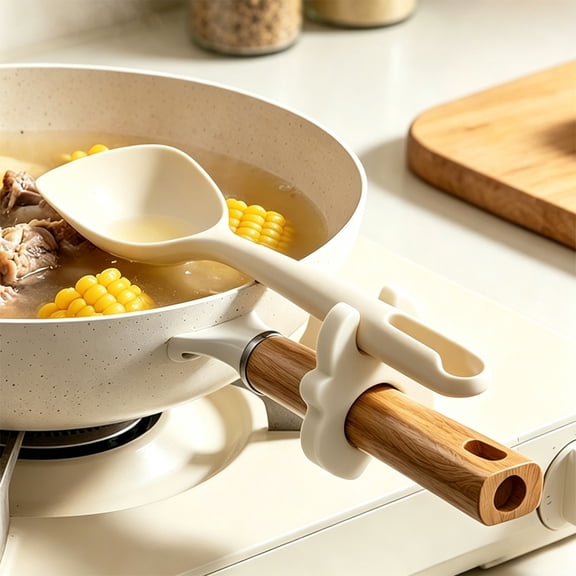 HomeKingdee Silicone Pot Side Spoon Rest Clip  Cow Shape Anti Overflow Pan Multi Functional Kitchen Utensil Spatula Rack For Cooking
