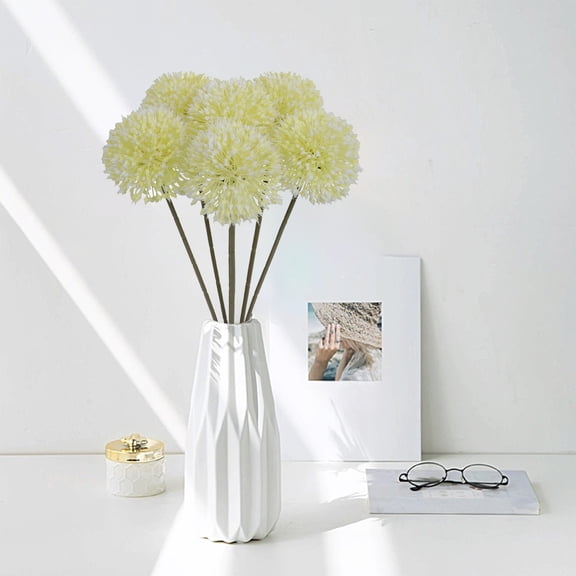 HomeKingdee Simulation Dandelion Plants with Flocky Design (6-Pack) - Plastic Artificial Flowers for Home/Office/Café Decorations
