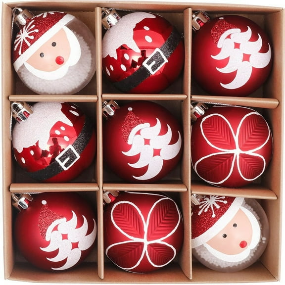 HomeKingdee Small Ball Hanging Christmas Ball Ornaments Red Green and White Hanging Christmas Ball Ornament Ornaments Painting Glitter Ball Baubles Set