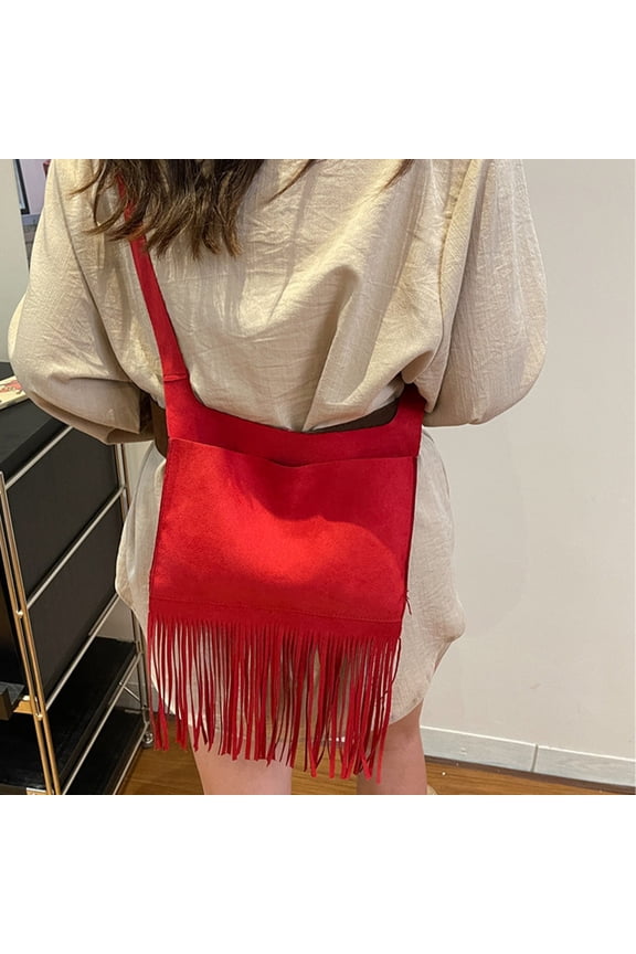 Small Crossbody Bags for Women Suede Boho Fringe Purse Underarm Satchels Shoulder Bag Vegan Western Country Purse