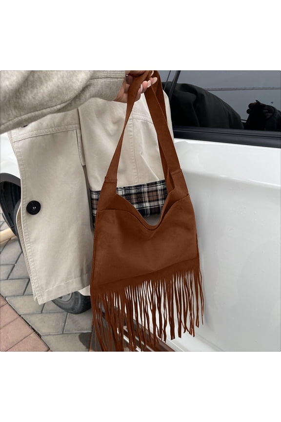 Small Crossbody Bags for Women Suede Boho Fringe Purse Underarm Satchels Shoulder Bag Vegan Western Country Purse
