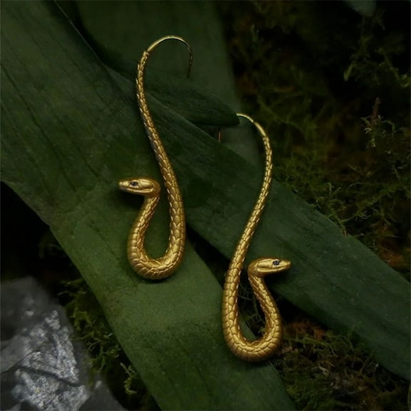 HomeKingdee Snake Zodiac Golden Alloy Ear Hook Earrings for Women - Year of the Snake Gift Jewelry with Exquisite Craftsmanship
