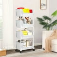 thumbnail image 1 of HomeKingdee Storage Trolley for Books, 4-Tier Corner Display Rack for Library Office, Library Reading Rack, Desk Storage Rack for Classroom Office, Compact Bookcase, 1 of 6