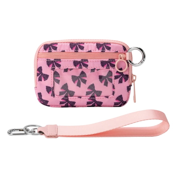 HomeKingdee The Wallet 2nd Gen, The Pouch Wristlet Zip Card Case With ID Window, Women'S Waterproof Nylon Keychain Wallet