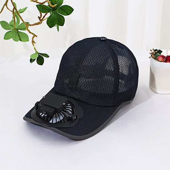 HomeKingdee USB Rechargeable Fan Sunshade Hat - Adjustable 3-Speed Cooling & 360° Rotation for Outdoor Sports Hiking Travel - Polyester Mesh Breathable Design Fits 21.3-23.3in Heads