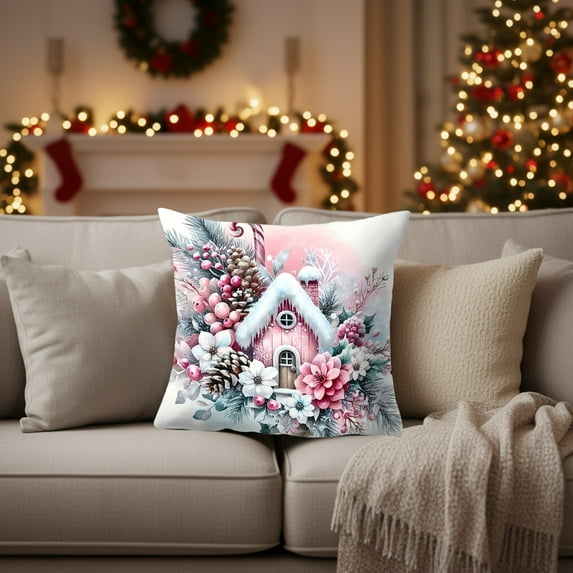HomeKingdee Vintage Christmas Throw Pillow Cover, Xmas Decoration Cushion, Winter Holiday Decorative Pillow Case, Santa Claus Snowman Pillowcase, Indoor Home Bedroom Sofa Couch Decor