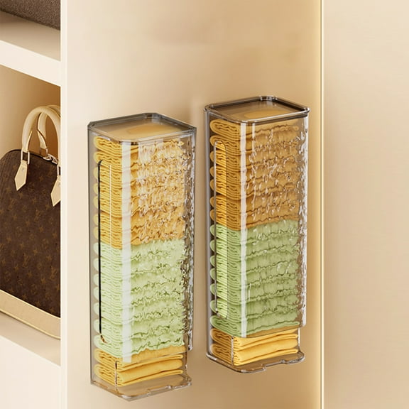 HomeKingdee Wall Hanging Underwear Storage Box Underwear Dispenser Wall Socks Holder for Wardrobe, Clear