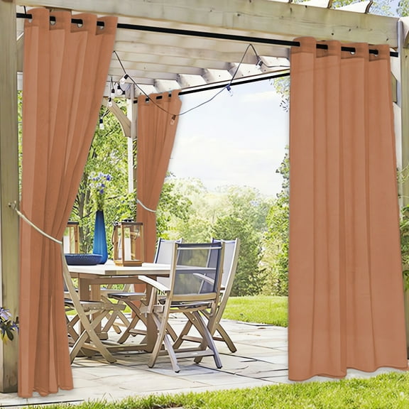 HomeKingdee Waterproof Outdoor Curtains for Patio & Pavilion - 83.85x51.96 Inch Polyester Transparent Screen with Sturdy Metal Hooks
