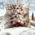 thumbnail image 1 of HomeKingdee White Relief Aesthetic Christmas Throw Pillow Covers, Soft Comfy Xmas Santa Claus Trees Pillow Cases, Poinsettia Snowman Reindeer 3D Decor, 1 of 6