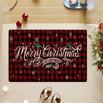 HomeKingdee Winter Christmas Kitchen Rugs Red Buffalo Plaid Christmas Rugs Merry Christmas Decorations Wreath Kitchen Mats Washable Floor Doormat Area Rugs