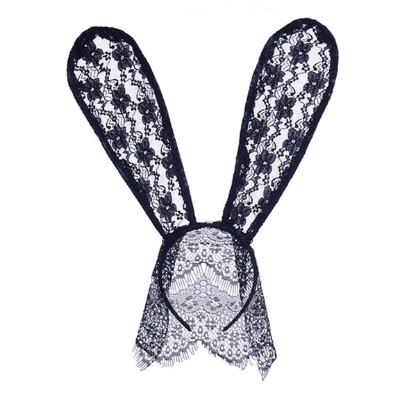 HomeKingdee Women's Lace Bunny Ears Headband with Veil - Party Hair Accessories for Valentine's Day Wedding Night Balls