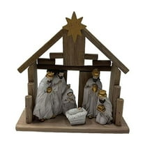 HomeKingdee Wooden Nativity Scene Figurine - Handpainted Holy Family Christmas Decor for Home & Office Display