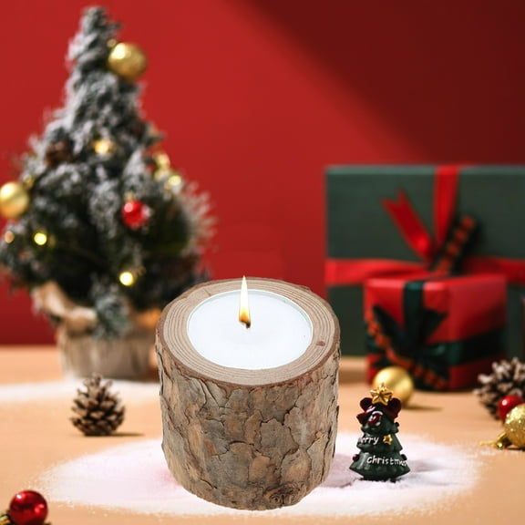 HomeKingdee Wooden Tea Lamp Candlestick - Brown Valentine's Day Indoor Party Decoration Atmosphere Lamp Socket for Festival Table, Mantel, Festival Centerpiece