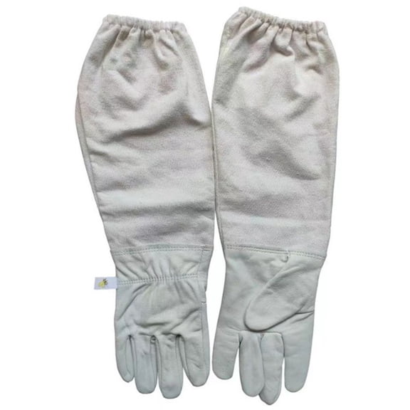 HomeLife 1 Pair Beekeeping Gloves Anti-bee Breathable Protective Long Sleeves Canvas Goat Leather Comfortable Beekeeping Gloves