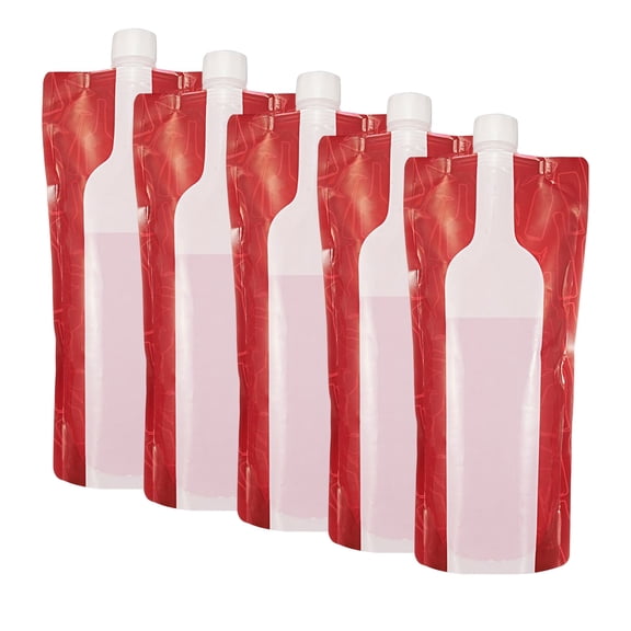 HomeLife 1 Set 750ml Wine Bag Large Capacity Food Grade Plastic Beverage Wine Liquor Pouch Party Supplies