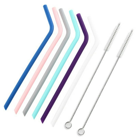 HomeLife 1 Set Drinking Straw Food Grade Reusable Heat-Resistant Smooth Eco-friendly Multipurpose BPA Free Beverage Straw with Cleaning Brush Party Supplies