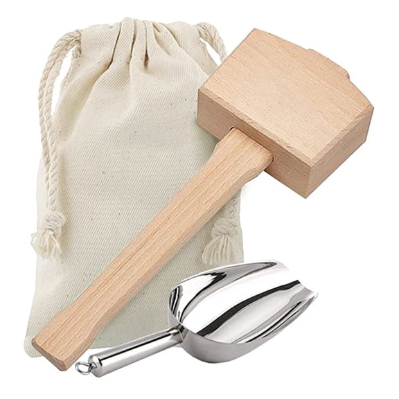 HomeLife 1 Set Ice Crushing Mallet Food Grade Labor-saving Plastic Ice Crushing Hammer with Storage Bag Shovel Kit Kitchen Tool