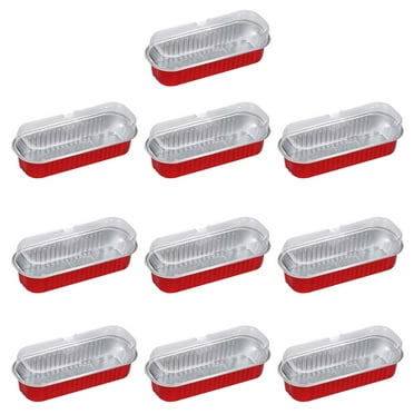 HomeLife 1 Set Rectangle Cake Pan Food Grade Heat-Resistant Disposable Vibrant Color Microwave Safe Multipurpose with Lid Aluminum Foil Pan Rectangle Baking Container Kitchen Supplies