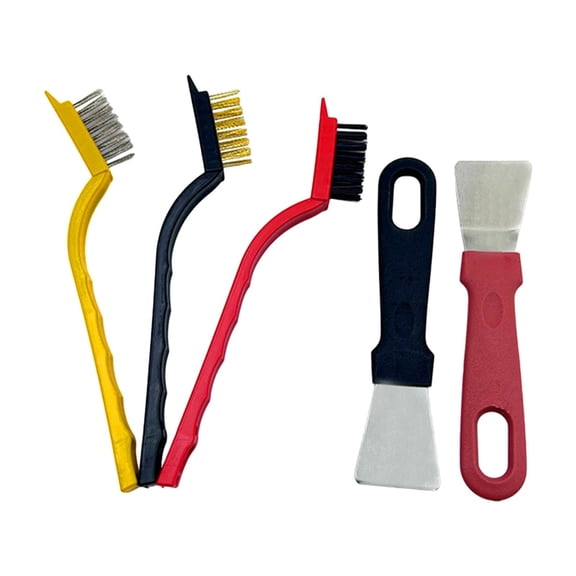 HomeLife 1 Set Wire Brush Oven Scraper Set Anti-scratch Anti-slip Handle Smooth Stainless Steel Grease Remover Gap Cooker Hood Hearth Kitchen Cleaning Tool