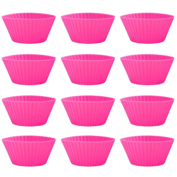 HomeLife 12Pcs Round Stackable Muffin Cups Non-stick High Temperature Resistant Bakeware Food Grade Silicone Baking Molds Party Favors