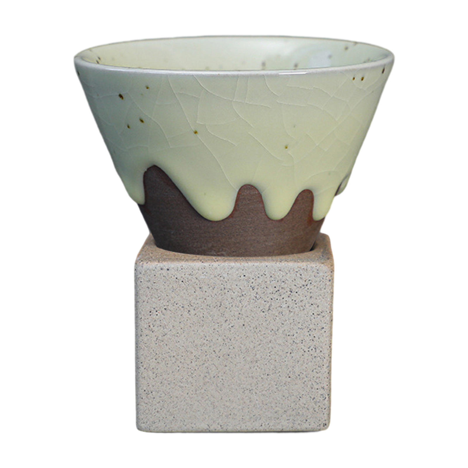 HomeLife 200ML Crude Pottery Funnel Coffee Cup with Base Heat-resistant Handmade Japanese Style Latte Cappuccino Tea Espresso Tapered Mug Birthday Gift