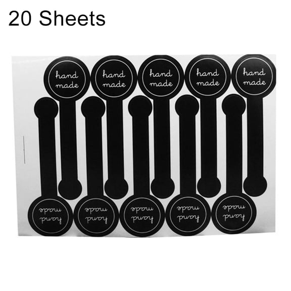 HomeLife 200Pcs Hand Made Long Adhesive Cake Packaging Sealing Label Baking Kraft Sticker