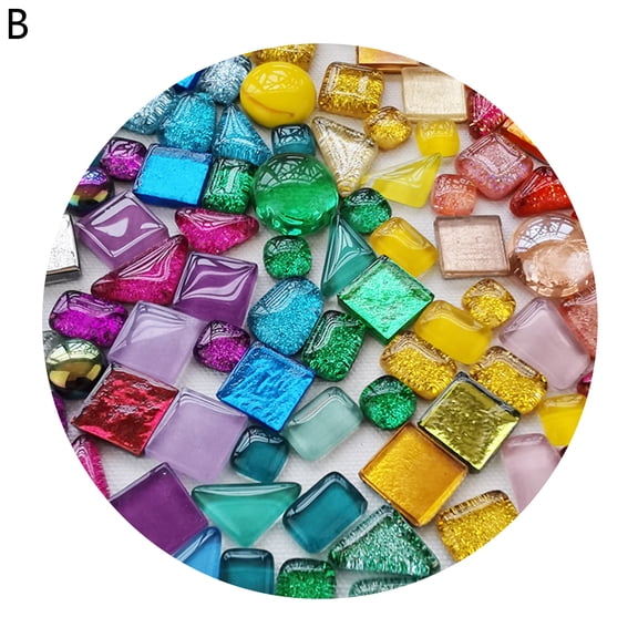 HomeLife Mosaic Patches 225pcs 0.39" DIY Small Particle Glitter Fake Crystal Colorful Mosaic Tiles Glass Mosaic Tiles