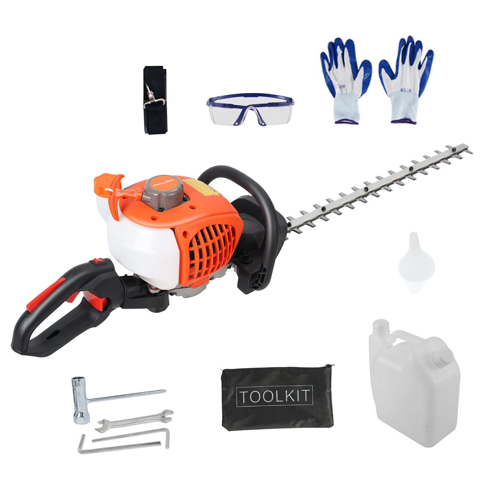 HomeLife 26cc Gas Powered Weed Trimmer, Dual Sided 24" Wide Blade Hedge Trimmer, Cordless Gas Weed Eater, 2-Stroke Brush Cutter, Handheld Chainsaw Hedge Pruner for Home, Yard, Garden