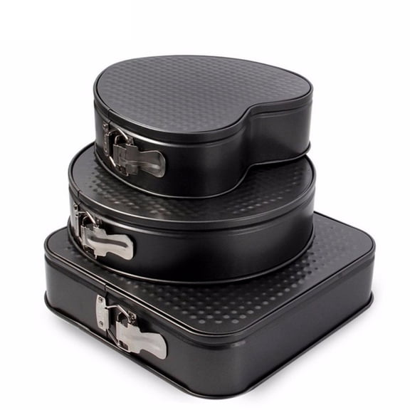 HomeLife 3Pcs Non-stick Removable Bottom Round Heart Square Shape Cake Mold Bakeware Set