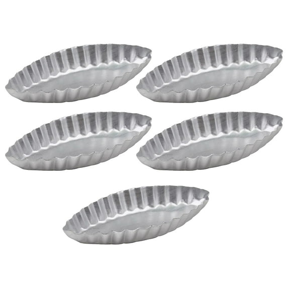 HomeLife 5Pcs Non-stick Tart Mold Reusable Aluminum Alloy Boat Shaped DIY Cake Muffin Mold for Kitchen