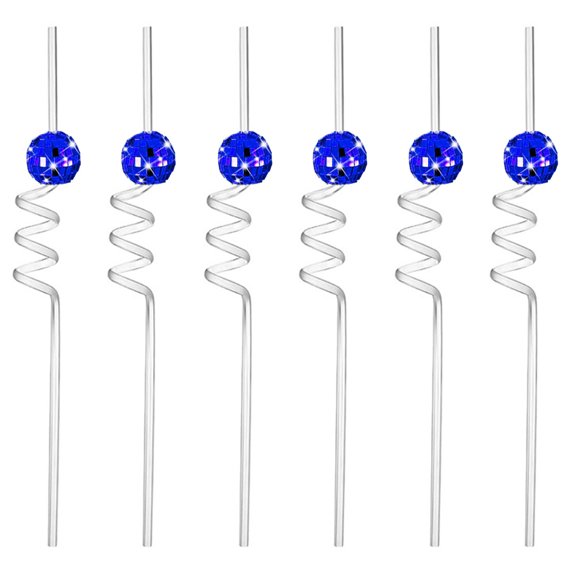 HomeLife 6Pcs/Set Disco Straws Disco Ball Distinctive Reflective Mirror Spiral Shape Disco Party Decorations Bachelorette Straws Cup Accessories