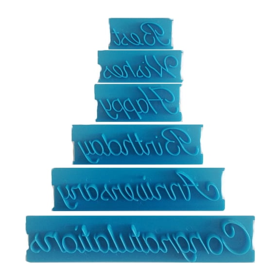 HomeLife 6Pcs/Set Fondant Mould Soft Non-stick Plastic Happy Birthday Cake Decoration Mold for Home