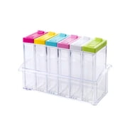 HomeLife 6Pcs/Set Seasoning Box with Tray Condiment Storage Plastic Moisture-Proof Salt Jar for Kitchen