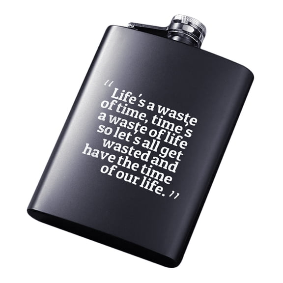 HomeLife 8oz Men Funny Letter Print Stainless Steel Hip Flask Whiskey Alcohol Container
