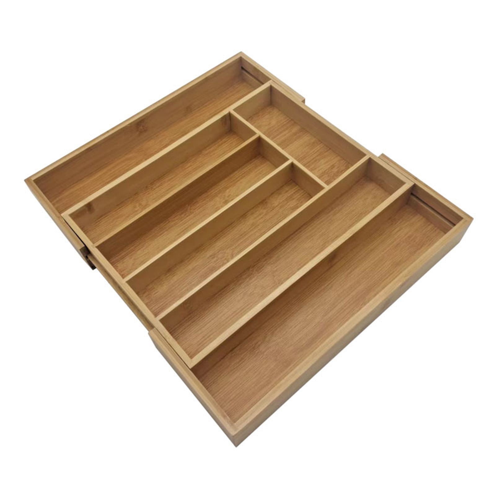 HomeLife Bamboo Drawer Organizer Expandable 5-7 Compartments Adjustable Width Easy to Clean Cutlery Tray for Kitchen Utensils Jewelry Tools