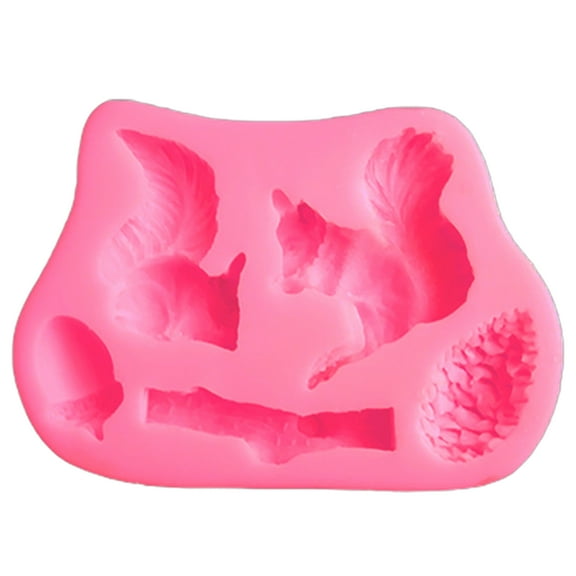 HomeLife Cake Mold Food Grade Non-stick High Temperature Resistance Three-dimensional Reusable Decorative DIY 3D Squirrel Pine Cone Stump Silicone Chocolate Baking Mold for Bakery