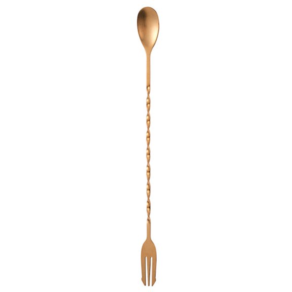 HomeLife Cocktail Spoon with Fork Double Heads Stainless Steel Long Spiral Handle Mixing Stirrer Bar Accessories