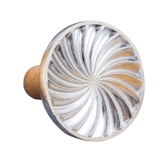 HomeLife Cookie Embossing Die Round Metal Cookie Press Cutter Mold with Wooden Handle Biscuit Embossing Stamp Mold DIY Baking Tool