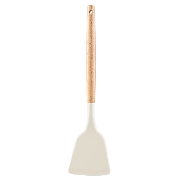 HomeLife Cooking Spatula Easy to Clean Non-Stick Food Grade Good Grip Hanging Hole Cooking Utensil High Temperature Resistant Wooden Handle Frying Spatula Soup Ladle Kitchen Gadget
